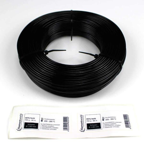 3D Drucker Refill Filament - PETG - 2.85 mm - Schwarz