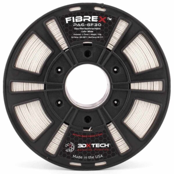 3DXTech - FibreX - Glasfaser Nylon - PA6 GF30 Filament - Weiß